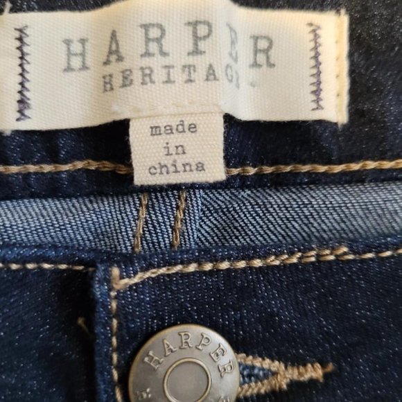 Harper Heritage Dark Wash Mid Rise Skinny Jeans - Picture 4 of 5